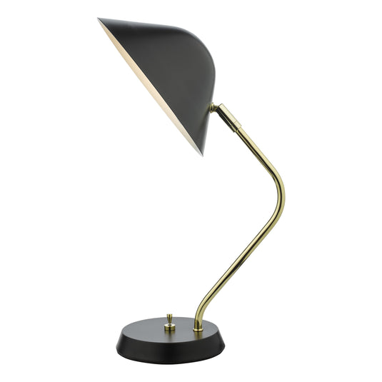 Dar Lighting ERN4122 Erna 1 Light Table Lamp Polished Brass Satin Black - 36907