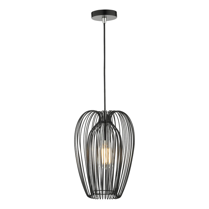 Dar Lighting ERO0122 Ero 1 Light Single Pendant Black And Chrome - 35030