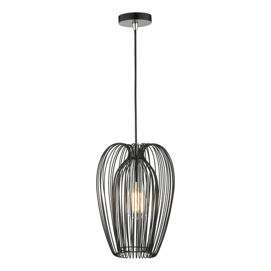 Dar Lighting ERO0122 Ero 1 Light Single Pendant Black And Chrome - 35030
