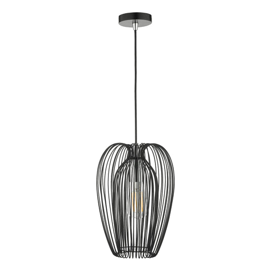 Dar Lighting ERO0122 Ero 1 Light Single Pendant Black And Chrome - 35030