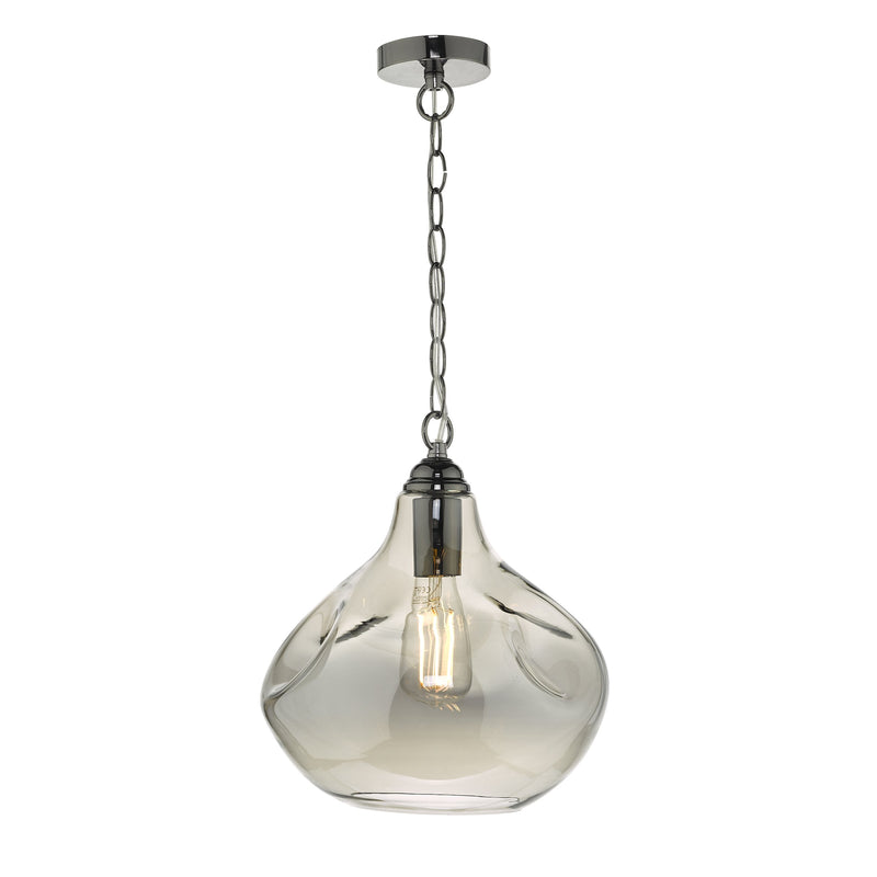 Load image into Gallery viewer, Dar Lighting ESA0110 Esarosa 1 Light Pendant Black Chrome And Smoked Glass - 35031
