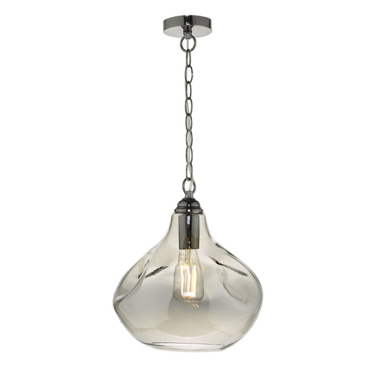 Dar Lighting ESA0110 Esarosa 1 Light Pendant Black Chrome And Smoked Glass - 35031