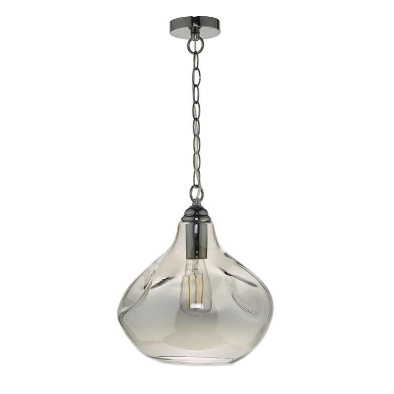 Load image into Gallery viewer, Dar Lighting ESA0110 Esarosa 1 Light Pendant Black Chrome And Smoked Glass - 35031
