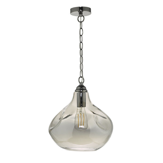 Dar Lighting ESA0110 Esarosa 1 Light Pendant Black Chrome And Smoked Glass - 35031
