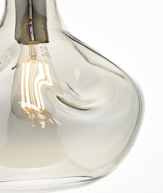 Dar Lighting ESA0110 Esarosa 1 Light Pendant Black Chrome And Smoked Glass - 35031