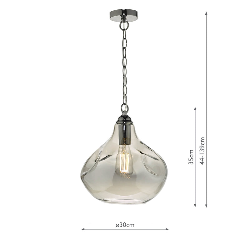 Load image into Gallery viewer, Dar Lighting ESA0110 Esarosa 1 Light Pendant Black Chrome And Smoked Glass - 35031
