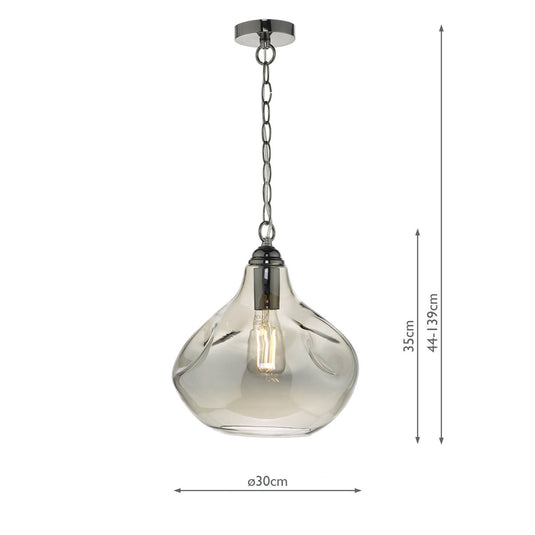Dar Lighting ESA0110 Esarosa 1 Light Pendant Black Chrome And Smoked Glass - 35031