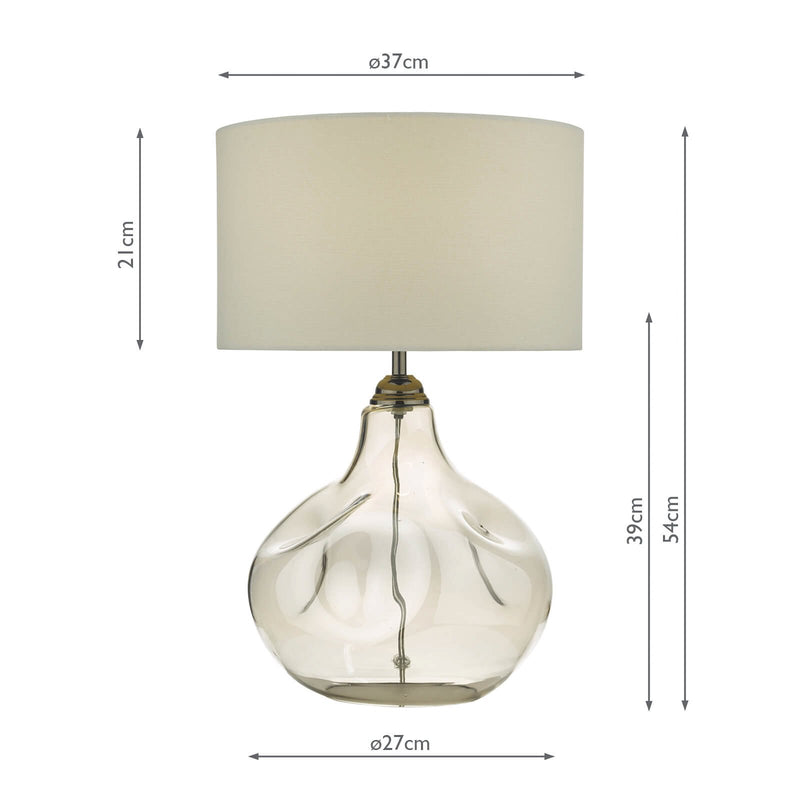 Load image into Gallery viewer, Dar Lighting ESA4210 Esarosa Table Lamp Smoked Glass with White Linen Shade - 24993
