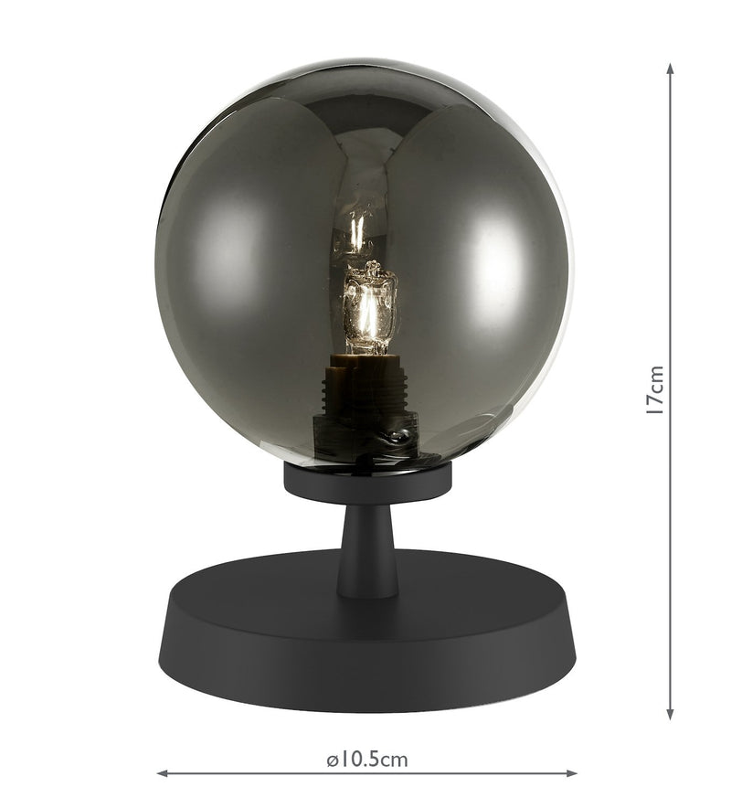 Load image into Gallery viewer, Dar Lighting ESB4122-01 Esben Touch Table Lamp Matt Black With Smoked Glass - 29891
