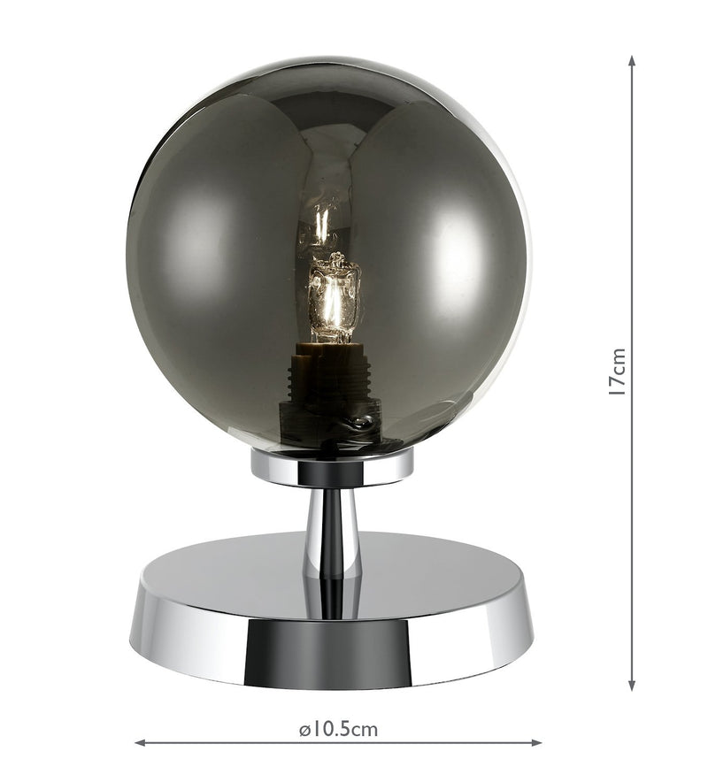 Load image into Gallery viewer, Dar Lighting ESB4150-01 Esben Touch Table Lamp Polished Chrome With Smoked Glass - 29893
