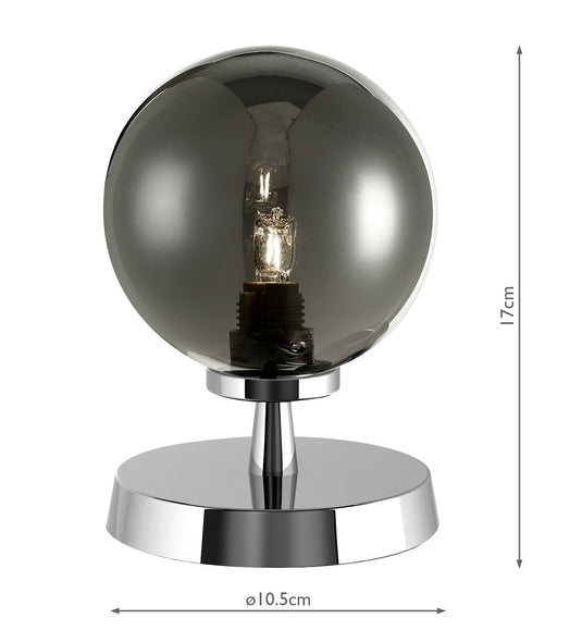 Dar Lighting ESB4150-01 Esben Touch Table Lamp Polished Chrome With Smoked Glass - 29893