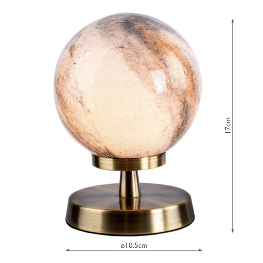 Dar Lighting ESB4175-07 Esben Touch Table Lamp Antique Brass With Planet Glass - 29898