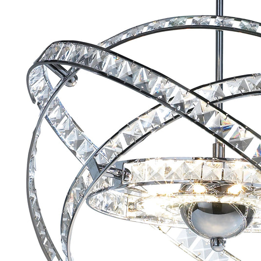Dar Lighting ETE2350 Eternity 10 Light Pendant Faceted Crystal and Polished Chrome - 11358
