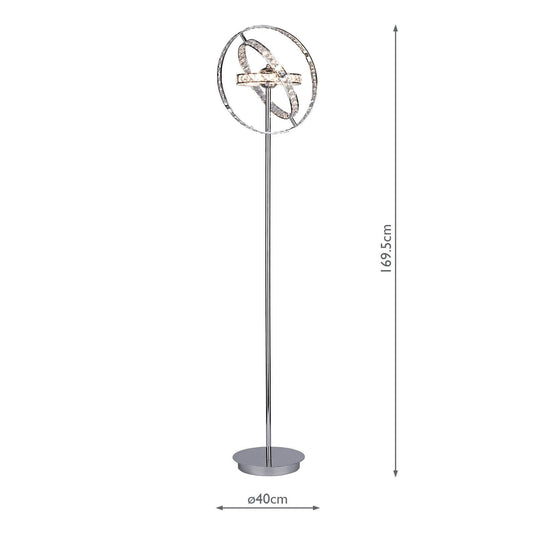 Dar Lighting ETE4950 Eternity 6 Light Floor Lamp Clear Faceted Crystal and Polished Chrome - 11863