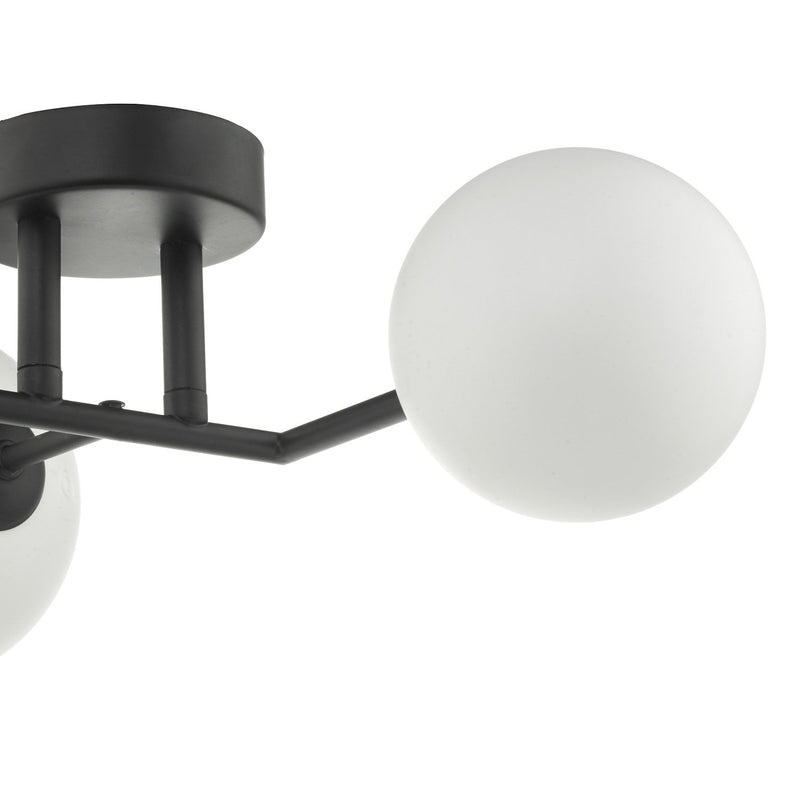 Load image into Gallery viewer, Dar Lighting EUA3022 Euan 3lt Wall/Ceiling Light Black &amp; Opal Glass - 35038
