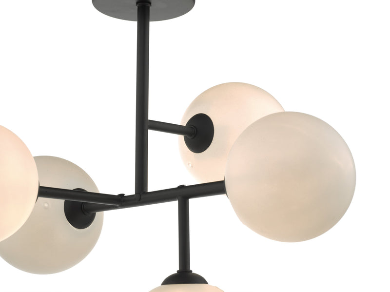 Load image into Gallery viewer, Dar Lighting EUA5422 Euan 5lt Semi Flush Black &amp; Opal Glass - 35039
