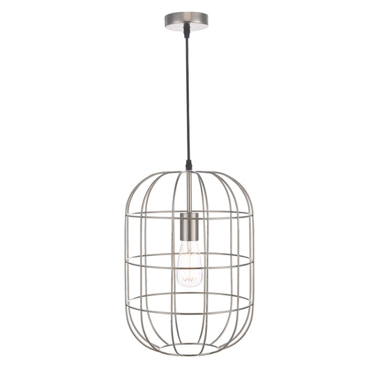 Dar Lighting EUD0146 Eudora 1 Light Pendant Satin Nickel - 35041