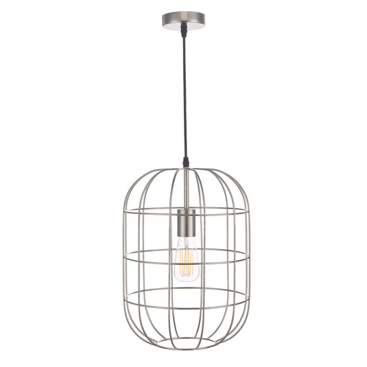 Dar Lighting EUD0146 Eudora 1 Light Pendant Satin Nickel - 35041