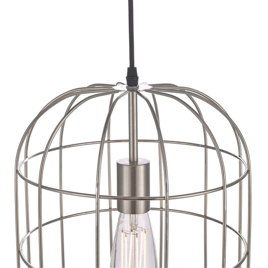 Dar Lighting EUD0146 Eudora 1 Light Pendant Satin Nickel - 35041
