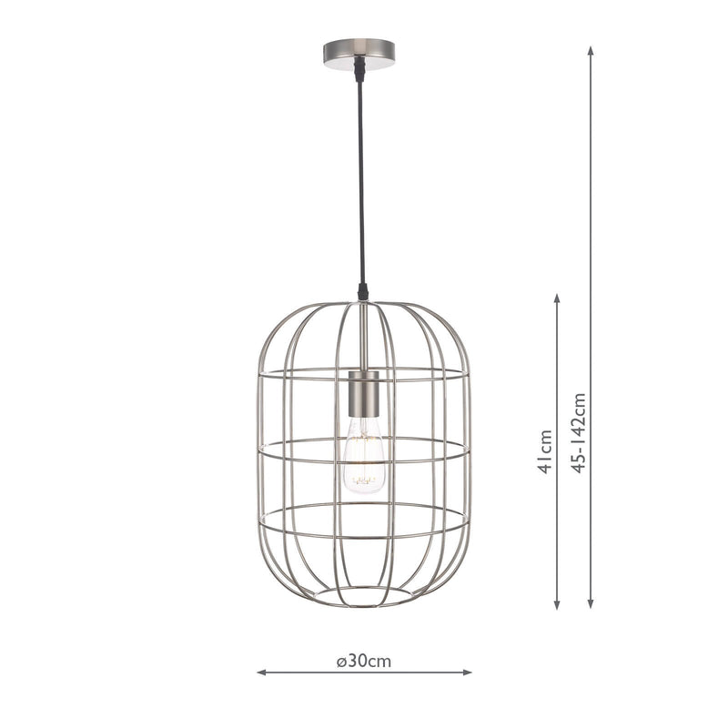 Load image into Gallery viewer, Dar Lighting EUD0146 Eudora 1 Light Pendant Satin Nickel - 35041
