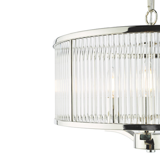 Dar Lighting EVE0338 Eveyln 3 Light Pendant Polished Nickel Glass - 36908