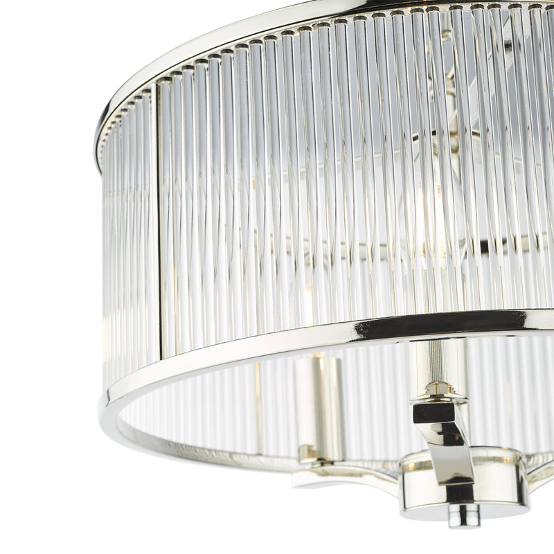 Load image into Gallery viewer, Dar Lighting EVE0338 Eveyln 3 Light Pendant Polished Nickel Glass - 36908
