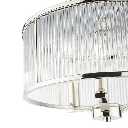 Dar Lighting EVE0338 Eveyln 3 Light Pendant Polished Nickel Glass - 36908