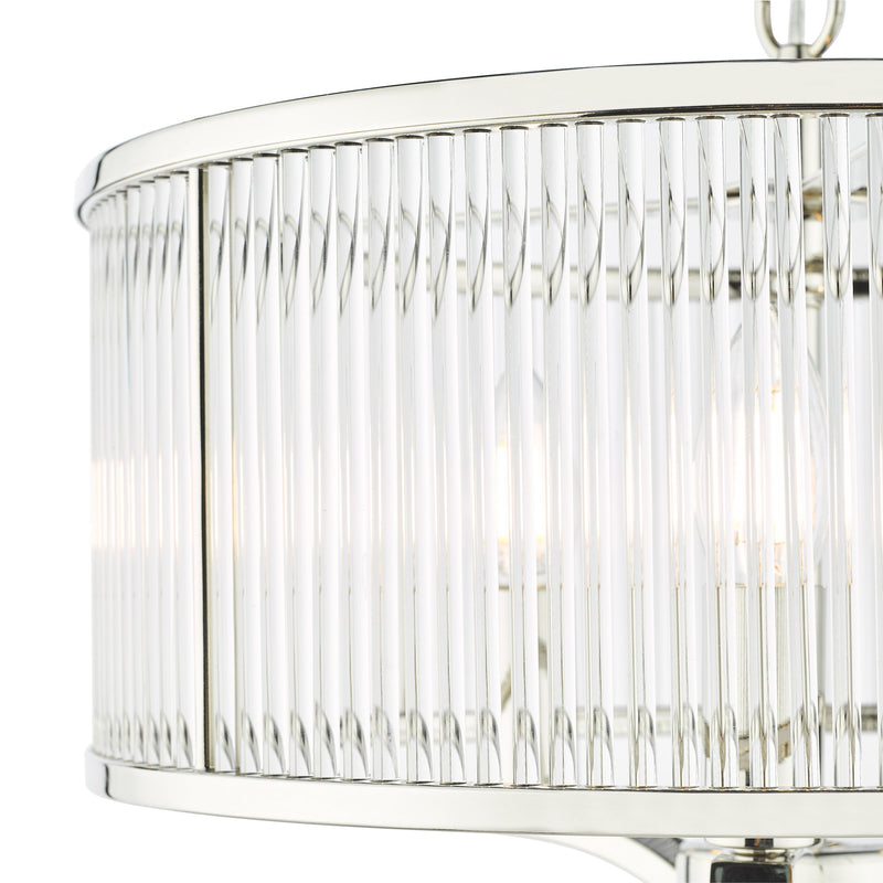 Load image into Gallery viewer, Dar Lighting EVE0338 Eveyln 3 Light Pendant Polished Nickel Glass - 36908
