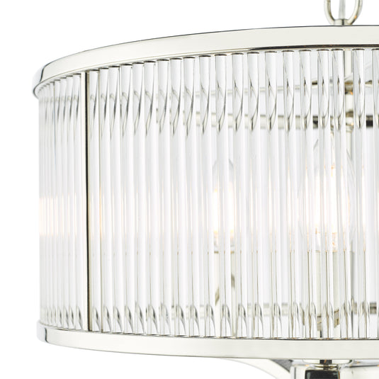 Dar Lighting EVE0338 Eveyln 3 Light Pendant Polished Nickel Glass - 36908