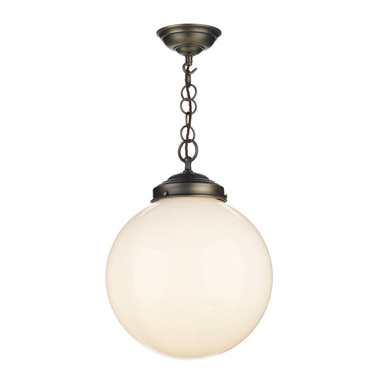 David Hunt Lighting FAI0172 Fairfax 1 Light Pendant in Antique Brass comes with opal glass