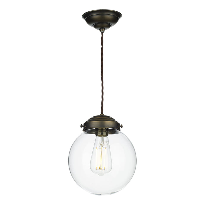 David Hunt Lighting FAI8672 FAIRFAX Small single pendant in Antique Brass with opal glass