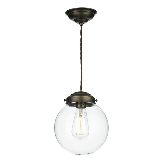David Hunt Lighting FAI8672 FAIRFAX Small single pendant in Antique Brass with opal glass