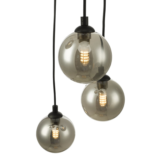 Dar Lighting FED0522-01 Federico 5 Light Cluster Pendant Black Smoked Glass - 36909