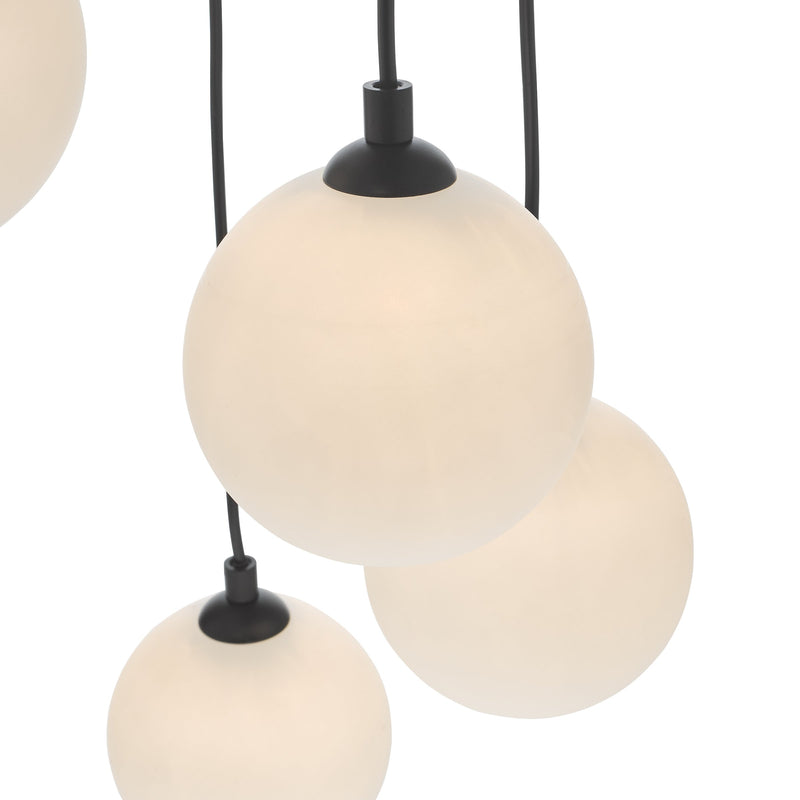 Load image into Gallery viewer, Dar Lighting FED0522-02 Federico 5 Light Cluster Pendant Black Opal Glass - 36910
