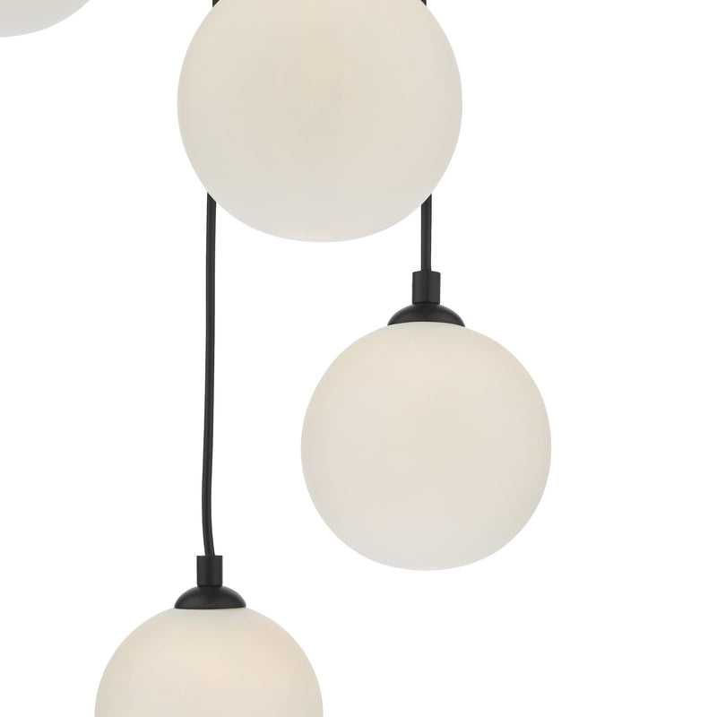 Load image into Gallery viewer, Dar Lighting FED0522-02 Federico 5 Light Cluster Pendant Black Opal Glass - 36910
