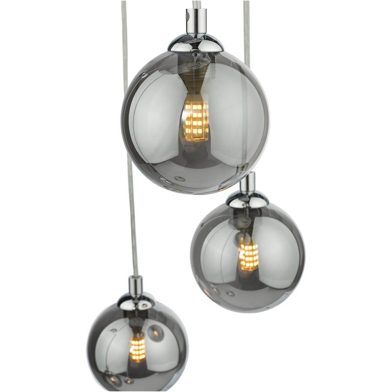 Load image into Gallery viewer, Dar Lighting FED0550-01 Federico 5 Light Cluster Pendant Polished Chrome Smoked Glass - 36913
