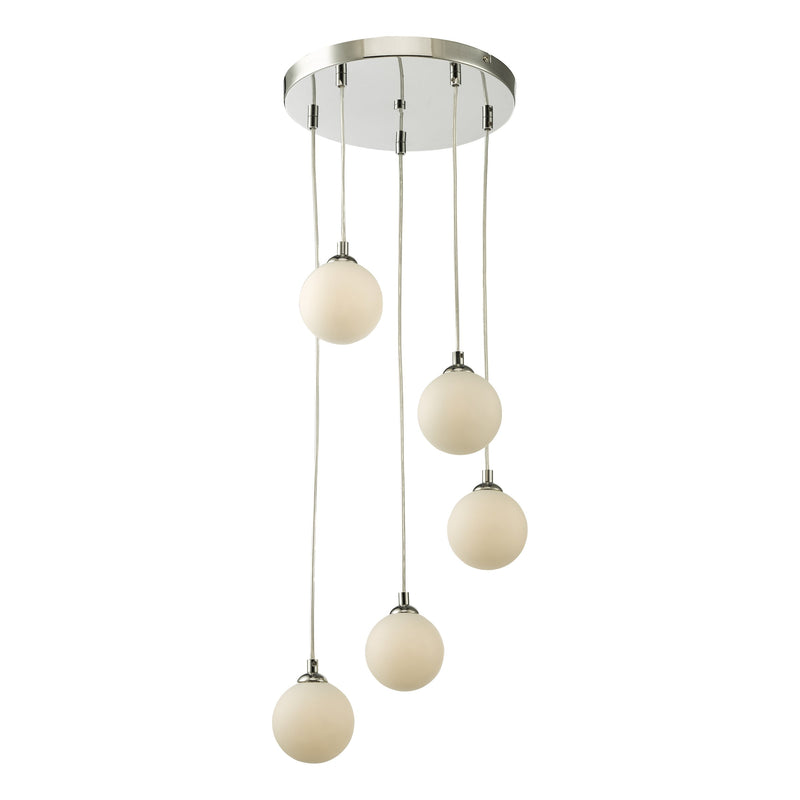 Load image into Gallery viewer, Dar Lighting FED0550-02 Federico 5 Light Cluster Pendant Polished Chrome Opal Glass - 36914
