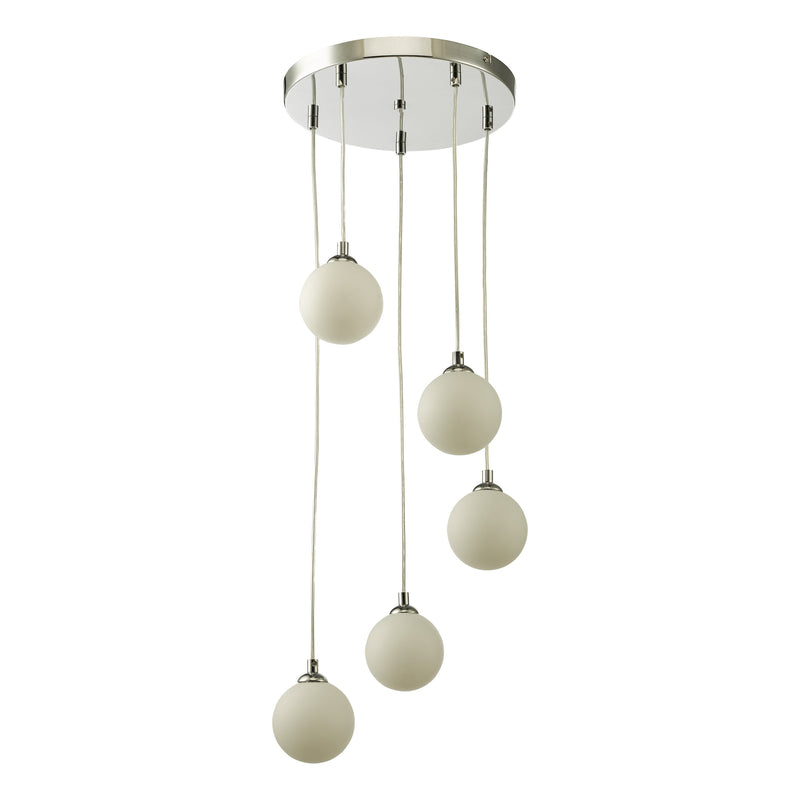 Load image into Gallery viewer, Dar Lighting FED0550-02 Federico 5 Light Cluster Pendant Polished Chrome Opal Glass - 36914
