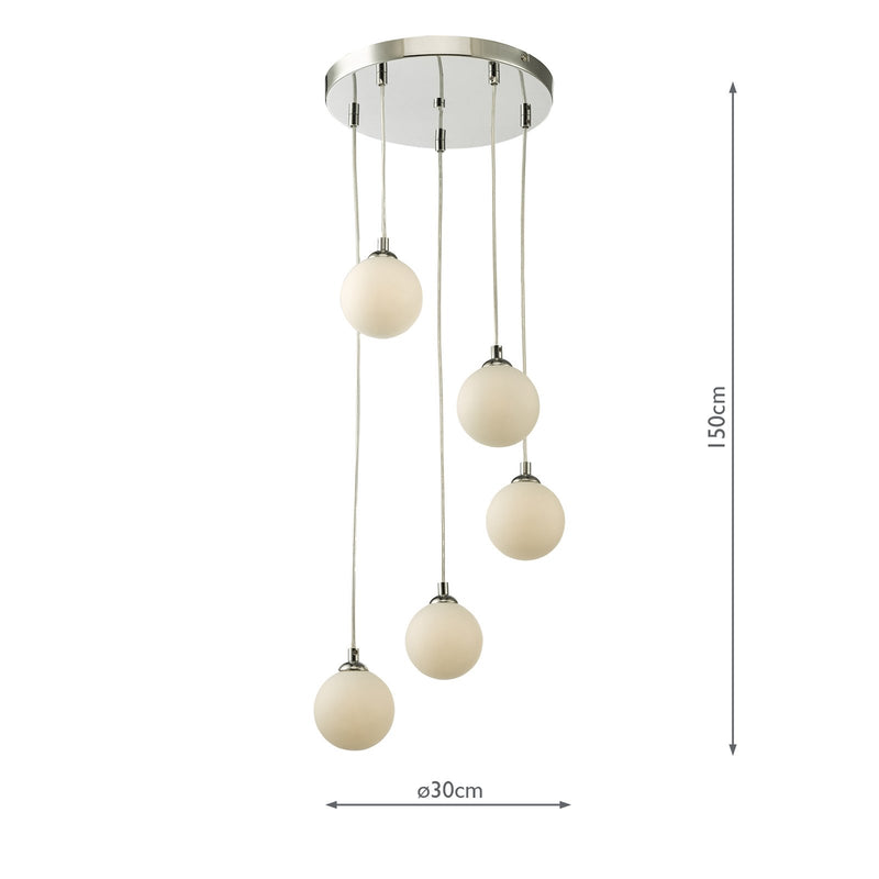 Load image into Gallery viewer, Dar Lighting FED0550-02 Federico 5 Light Cluster Pendant Polished Chrome Opal Glass - 36914
