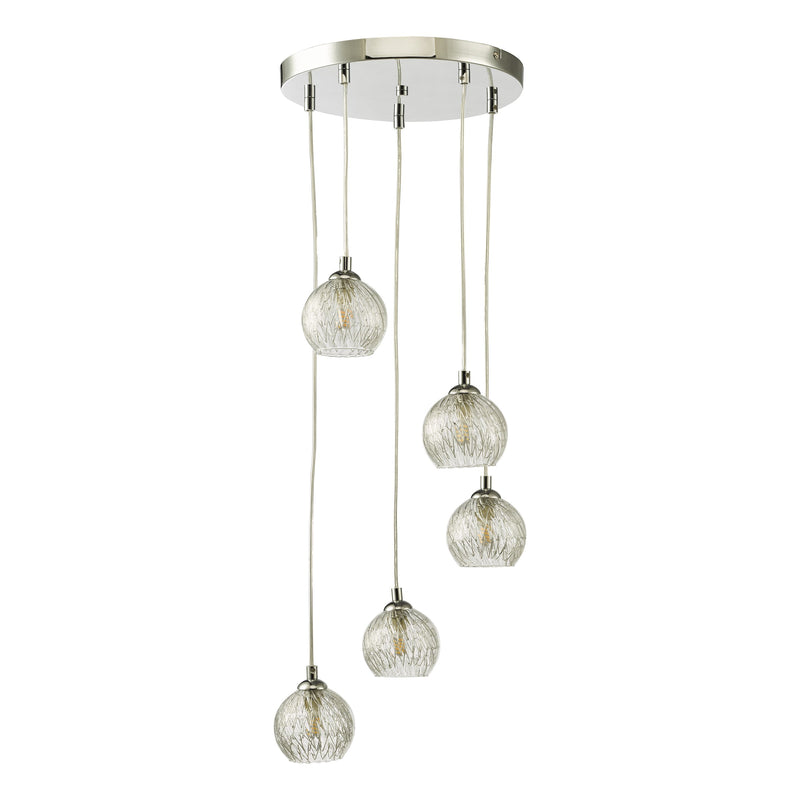 Load image into Gallery viewer, Dar Lighting FED0550-09 Federico 5 Light Cluster Pendant Polished Chrome Clear/Wire Glass - 36916
