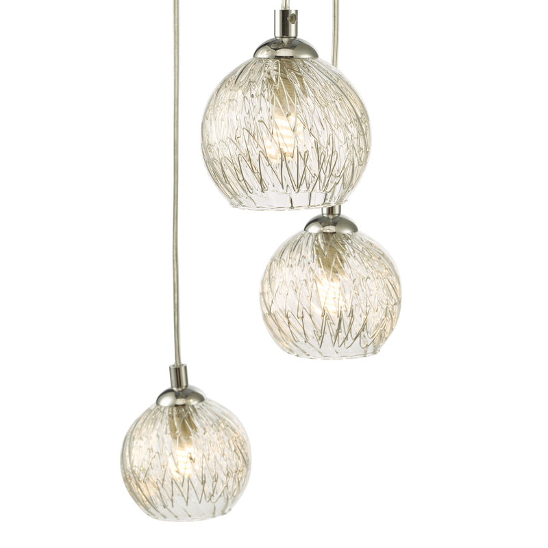 Load image into Gallery viewer, Dar Lighting FED0550-09 Federico 5 Light Cluster Pendant Polished Chrome Clear/Wire Glass - 36916

