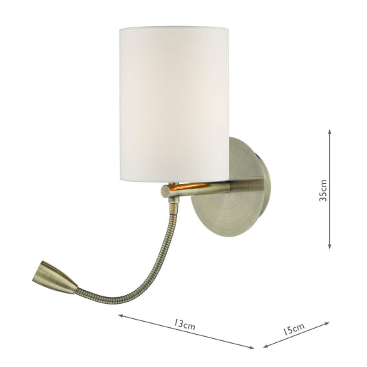 Dar Lighting FET0775 Feta Wall Light LED Antique Brass Base Only - 35050