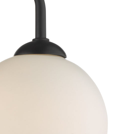 Dar Lighting FEY0322-02 Feya 3 Light Semi Flush Ceiling Light Matt Black Opal Glass - 35052