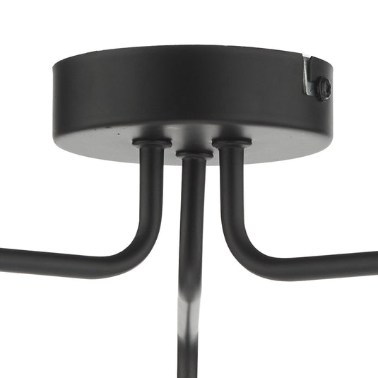 Dar Lighting FEY0322-02 Feya 3 Light Semi Flush Ceiling Light Matt Black Opal Glass - 35052