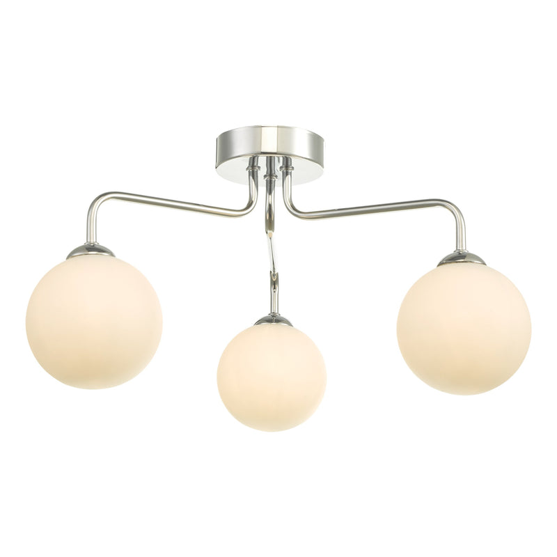 Load image into Gallery viewer, Dar Lighting FEY0350-02 Feya 3 Light Semi Flush Ceiling Light Polished Chrome Opal Glass - 35054
