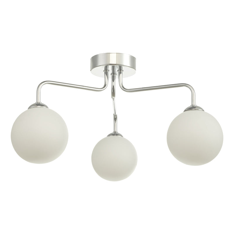 Load image into Gallery viewer, Dar Lighting FEY0350-02 Feya 3 Light Semi Flush Ceiling Light Polished Chrome Opal Glass - 35054
