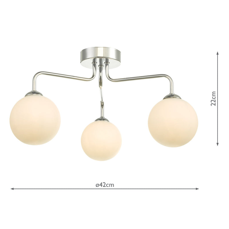 Load image into Gallery viewer, Dar Lighting FEY0350-02 Feya 3 Light Semi Flush Ceiling Light Polished Chrome Opal Glass - 35054
