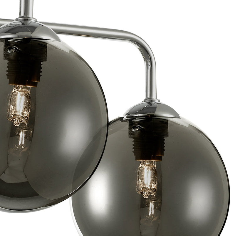Load image into Gallery viewer, Dar Lighting FEY0550-01 Feya 5 Light Semi Flush Ceiling Light Polished Chrome Smoked Glass - 35057
