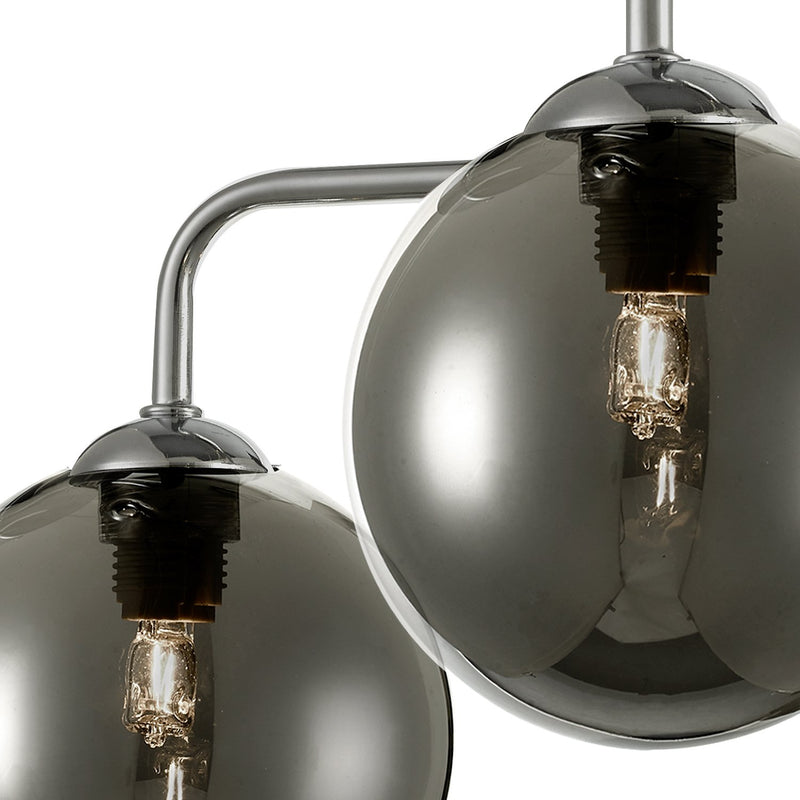 Load image into Gallery viewer, Dar Lighting FEY0550-01 Feya 5 Light Semi Flush Ceiling Light Polished Chrome Smoked Glass - 35057
