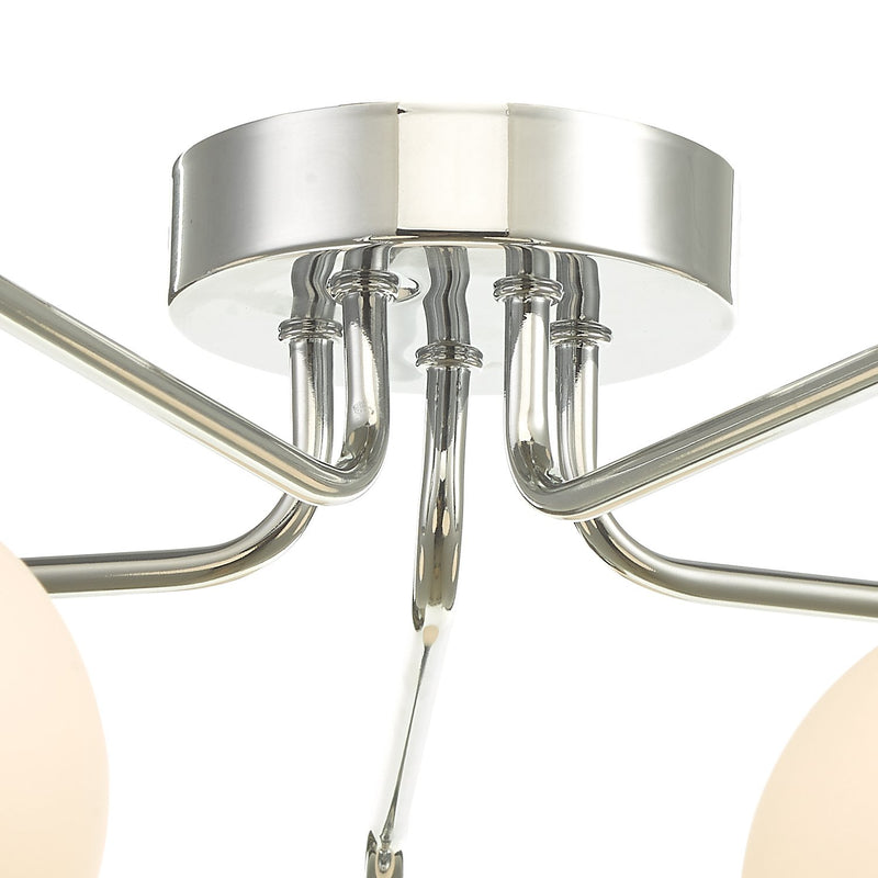 Load image into Gallery viewer, Dar Lighting FEY0550-02 Feya 5 Light Semi Flush Ceiling Light Polished Chrome Opal Glass - 35058
